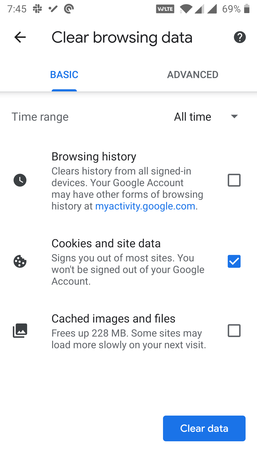 chrome clear cookies and cache